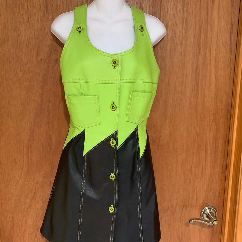 leather halter dress